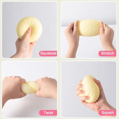 Colorful Dumpling Squishes Stress Balls Fidget Sensory Toys Simulation Food Squishies Bun with Steamer Squeeze Dough Ball Gifts